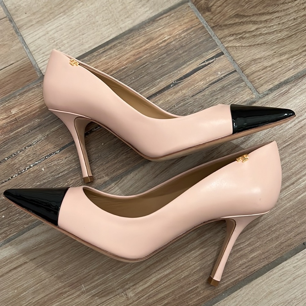 Tory Burch blush and black heels size 7